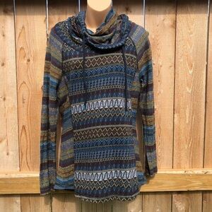 Woolrich Women’s Cowl Neck Striped Cotton Pullover